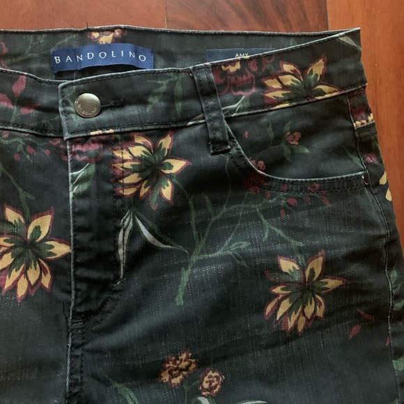 Black Floral “Amy” Straight Leg Jeans { Bandolino } - Picture 3 of 11